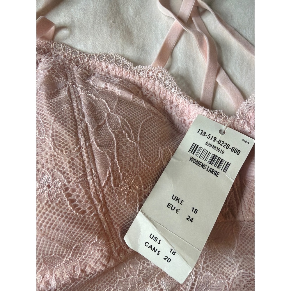 Abercrombie & Fitch Pink Lace Bralette Longline Strappy Racerback NWT Large - Picture 2 of 3
